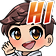 Anime boy with brown hair waving his hand with a bright smile and the word HI in orange text above him.