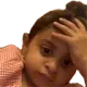 A child holding their hand to their forehead in a gesture of exasperation and disbelief.