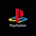 The PlayStation logo displayed in four variations with different color schemes on a black background.