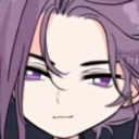Anime character with purple hair looking sideways with a smug and unimpressed expression.