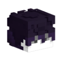Character head with dark hair and a neutral expression in a pixel art style.