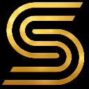 A stylized golden letter S with a metallic sheen on a black background.