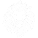 Lion head silhouette in white against a black background.