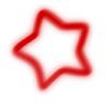 A stylized red star shape against a black background.