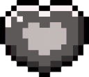 Heart symbol rendered in pixel art style with black and gray tones.