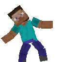 Steve from Minecraft dancing with a wobbly, rhythmic motion.