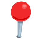 A red pushpin with a gray metal shaft pointing downwards.