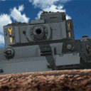 A tank fires its cannon, resulting in a bright yellow and white explosion.