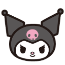 kuromi3_smiles custom emote - ♡ ໋𓈒ﾟ🎀　⊹　blushing．giveaways．social．friends．guild tag．cute．chat．emotes．hangout．fun．vc．chill．gaming