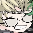 Character with glasses wearing a wide, smug, toothy grin.