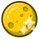 Gold moon with sparkling stars shining brightly.