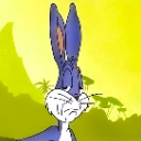 Bugs Bunny looking annoyed with a skeptical expression against a yellow background.