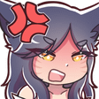 Ahri with a frustrated expression and a red anger vein symbol above her head.