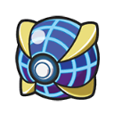 Beast Ball from Pokemon featuring a blue grid pattern and gold accents.