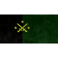 Napa County flag featuring crossed swords and stars on a split black and green background.