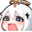 Paimon from Genshin Impact with a wide-open mouth and angry expression, shaking in a blur effect.