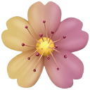 Flower with soft pink and yellow gradient petals and a bright yellow center.