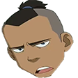 Sokka with a skeptical and unimpressed facial expression looking slightly to the side.