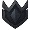 Obsidian shield emblem with a crown shape at the top and a diamond center.