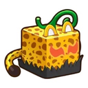 Leopard Devil Fruit with a square shape, yellow spotted skin, and a green stem.