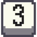 Number three displayed in a blocky, retro pixel-art style.