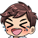 Anime boy with brown hair laughing with eyes closed and tears streaming down his cheeks.