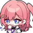 Anime girl with pink hair and blue eyes giving a smug, knowing smirk.