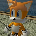 Tails the fox looking sideways with a suspicious and confused expression.