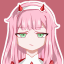 Zero Two with a disgusted and annoyed expression looking down.