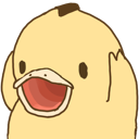 A yellow cartoon duckling with its beak wide open in a screaming expression.