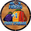 Blox Fruits +1 Fruit Storage icon featuring a backpack and a purple fruit.