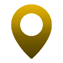 Gold map pin icon centered on a black background.