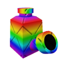 A 3D rainbow-colored watering can icon.