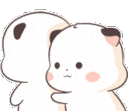 Mochi Cat character performing a repetitive hugging motion with a happy expression.