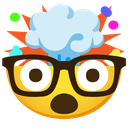 Nerd emoji with glasses and an exploding brain cloud above its head.