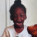 A young girl looking at the camera with a dramatic, pained, and confused facial expression.