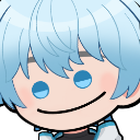 Anime boy with blue hair wearing a wide, smug, mischievous grin.