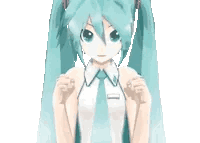 Hatsune Miku with teal twintails holding her hands up in a cute cat-paw gesture.