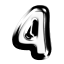 Number four rendered in a shiny, metallic chrome style with a dark background.