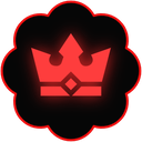 A glowing red crown icon centered on a dark, rounded cloud-shaped background.