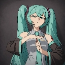 Hatsune Miku with teal twin-tails making a disgusted and judgmental expression.