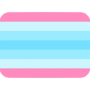 Transmasculine pride flag with horizontal stripes of pink, light blue, and white in a pixel art style.