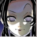 Shinobu Kocho with a blank, menacing stare and dark, shadowed eyes.