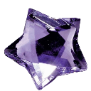 A shiny, faceted purple star shaped like a gemstone.