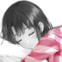 Anime girl sleeping peacefully with eyes closed.
