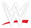 WWE logo featuring a stylized white double W with a red underline on a black background.