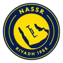 Al-Nassr football club crest featuring a yellow map of Saudi Arabia inside a blue circle with the text NASSR and RIYADH 1955.