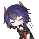 Buzenbo Tengu from Aether Gazer performing a polite bow with her eyes closed.