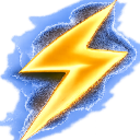 A bright yellow lightning bolt surrounded by a glowing blue aura.