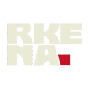 Typography reading RKENA in bold white letters against a black and red background.